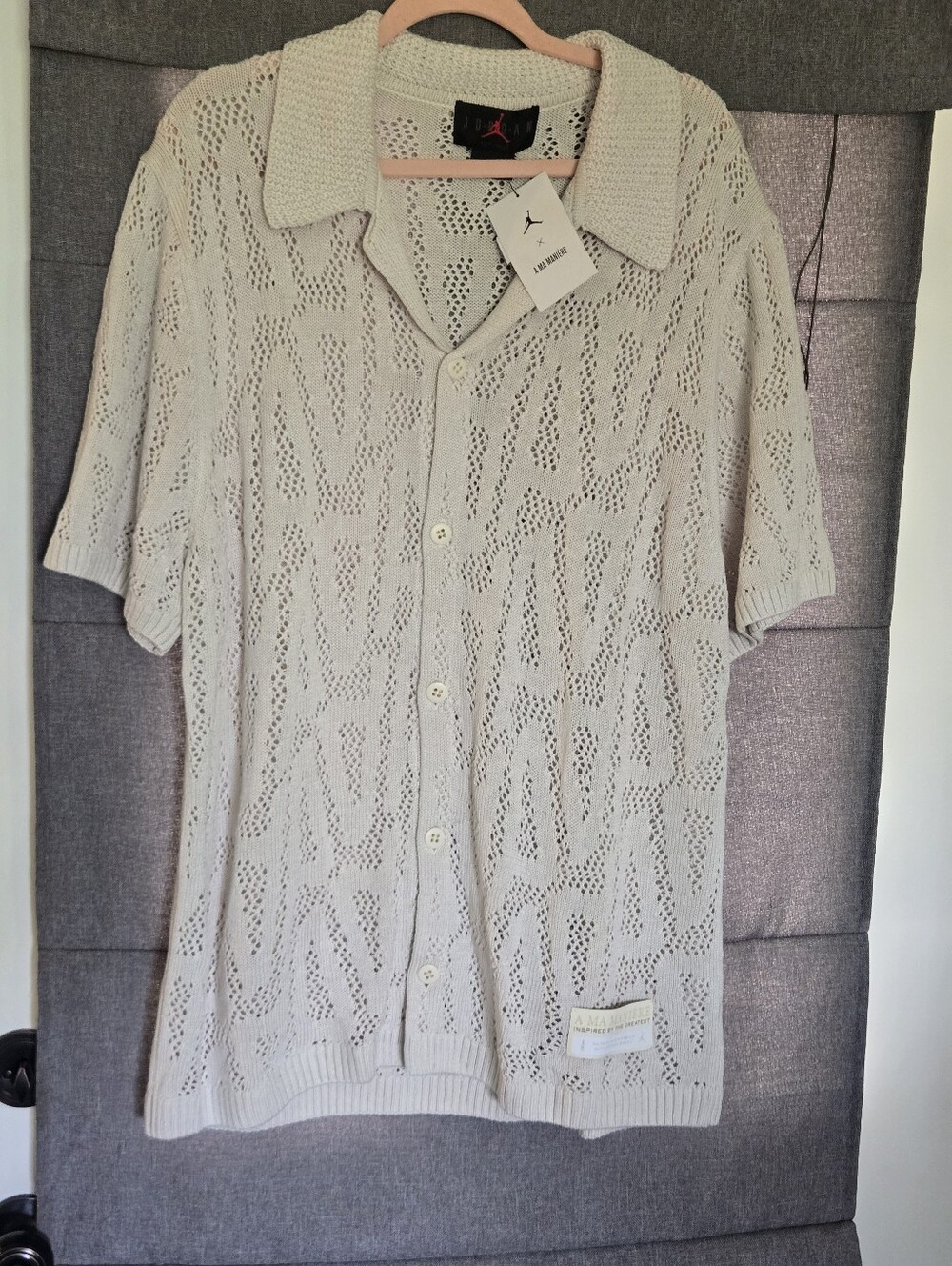 Air Jordan X A Ma Maniere  4 Button Down Shooting Shirt • Size XL Cream • 2024
